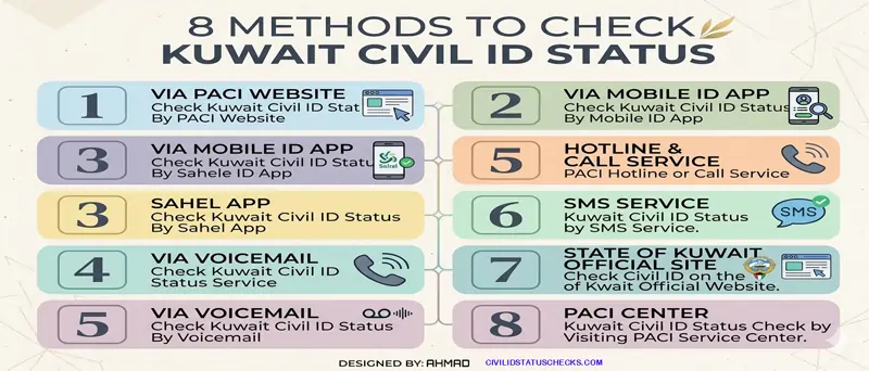 8 methods to Check Kuwait Civil ID Card Status Online for Residents and Citizens